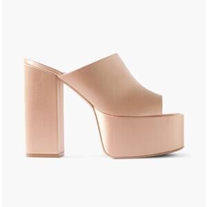 Paris Texas Sasha Satin Platform Mule Sandals in Blush, Size 39.5